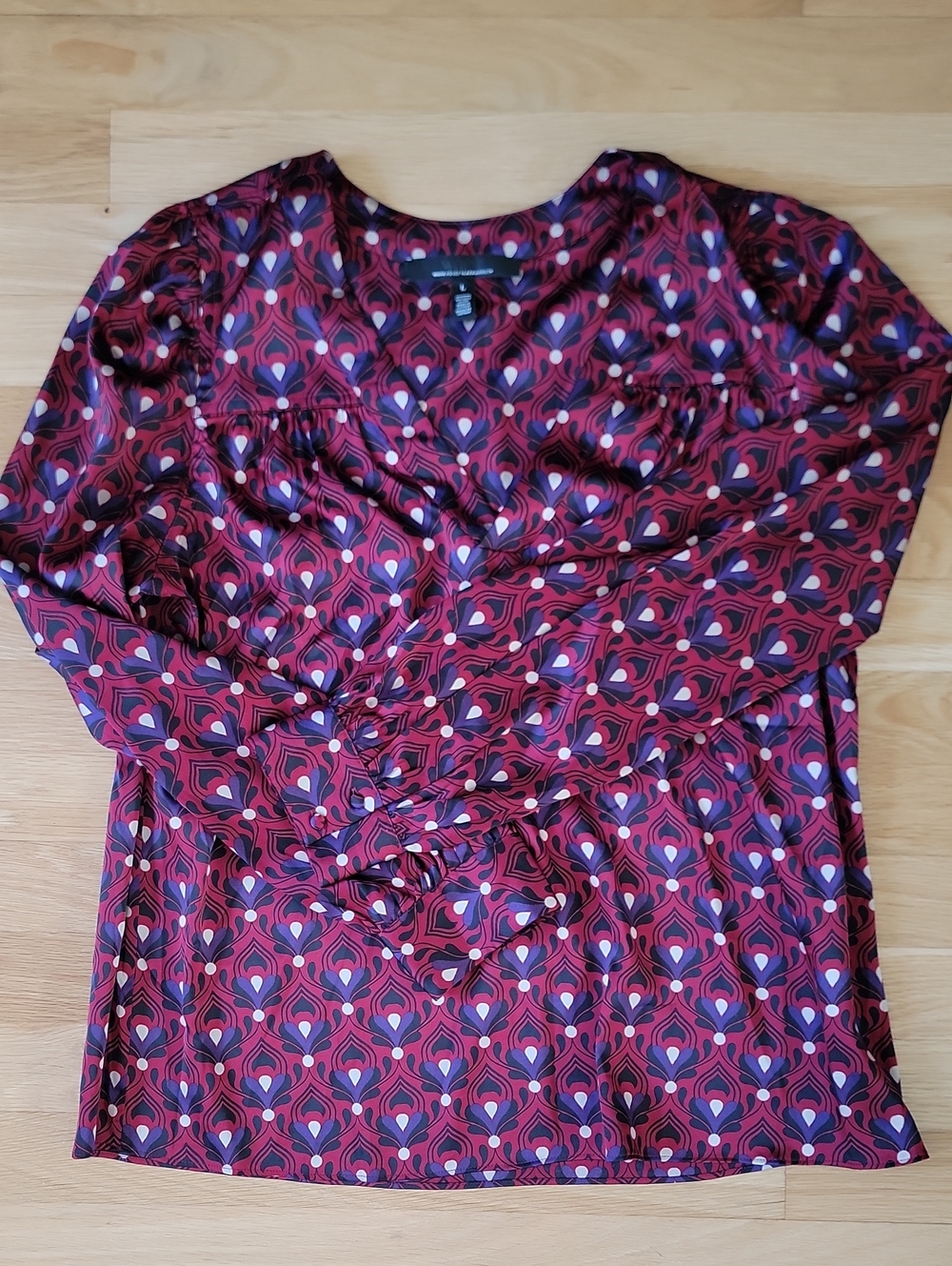 WHBM Geometric Long-Sleeve Blouse - NWOT